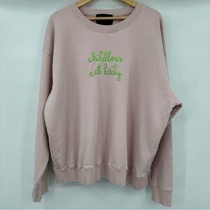 Lingua Franca Childless Cat Lady Sweatshirt Womens 2X Pink Designer Luxury